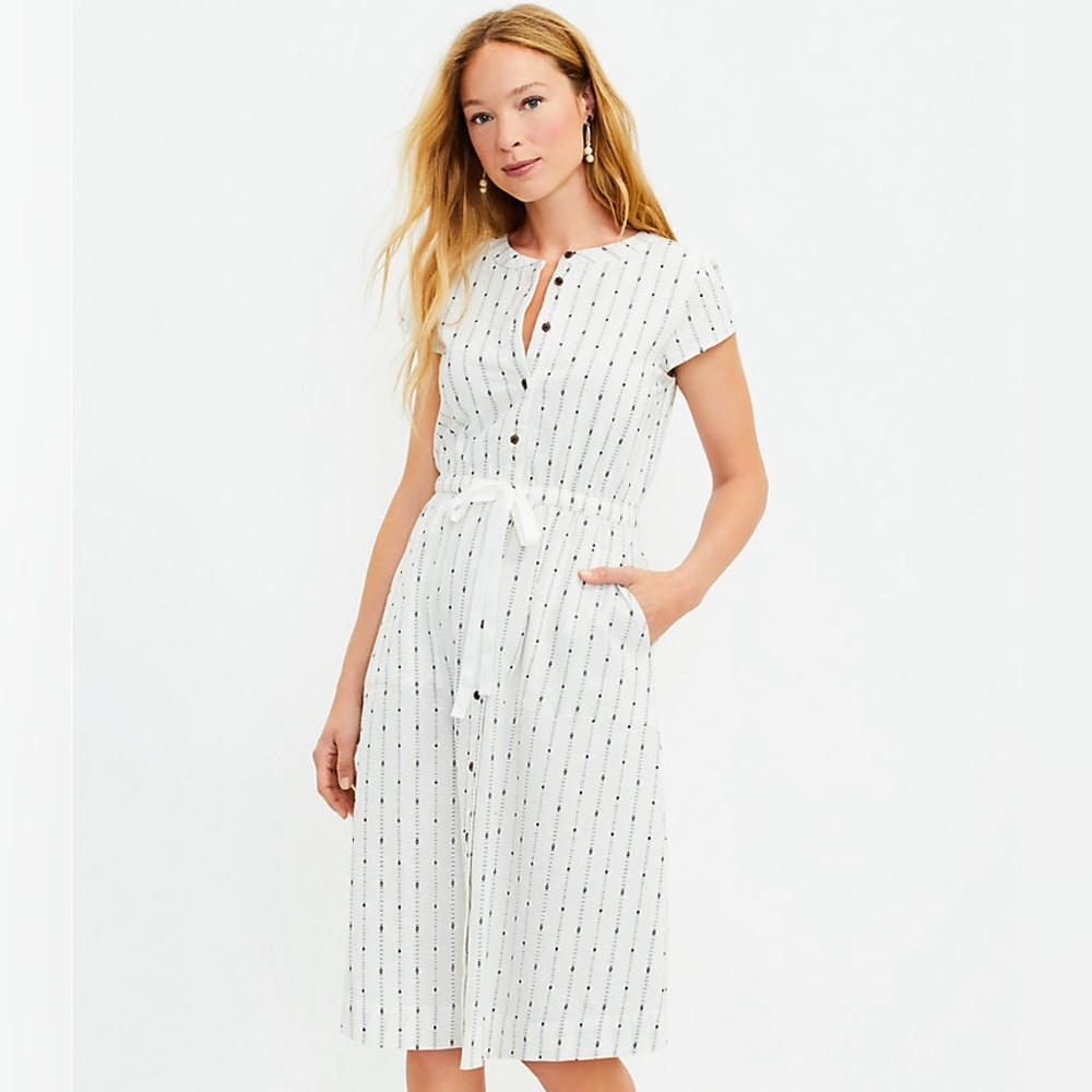 Loft Dobby Midi Utility Pocket Shirtdress
